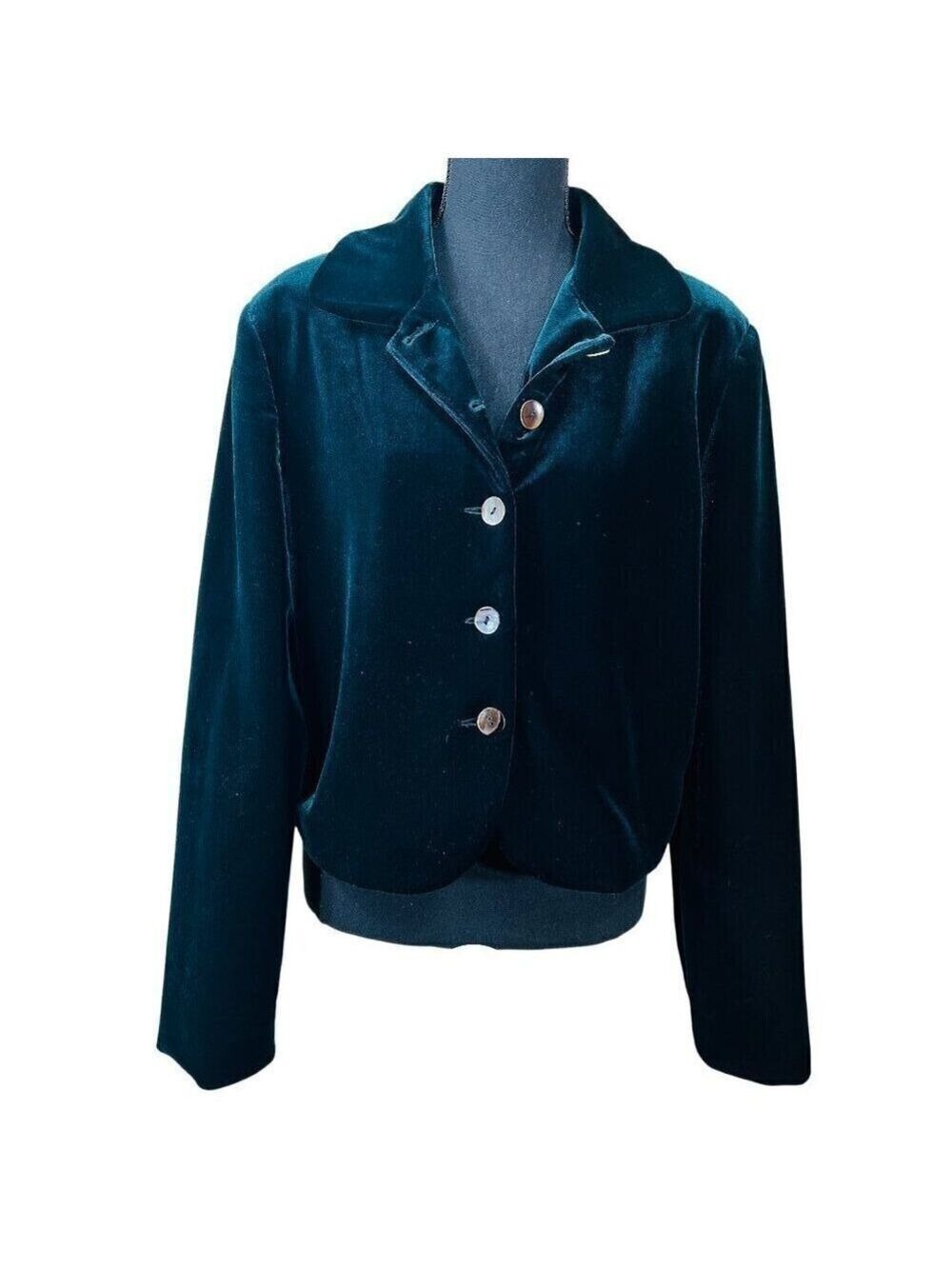 Emil Rutenberg Green Velvet Button Short Blazer Jacket Size L